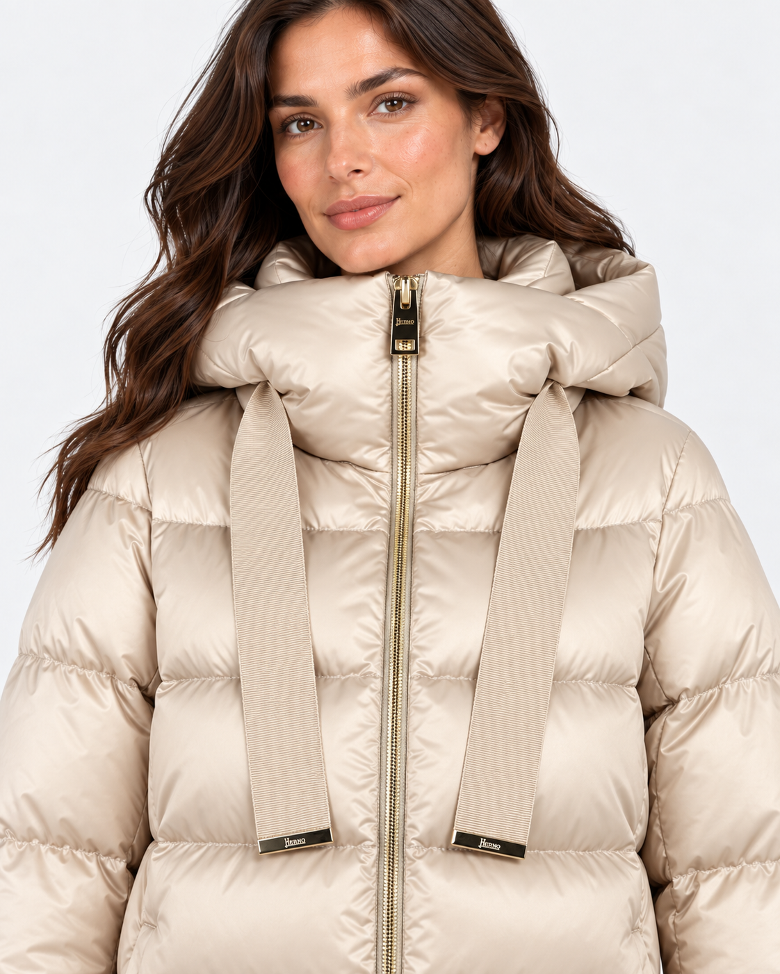 Herno Piumino donna A-shape in satin Chantilly