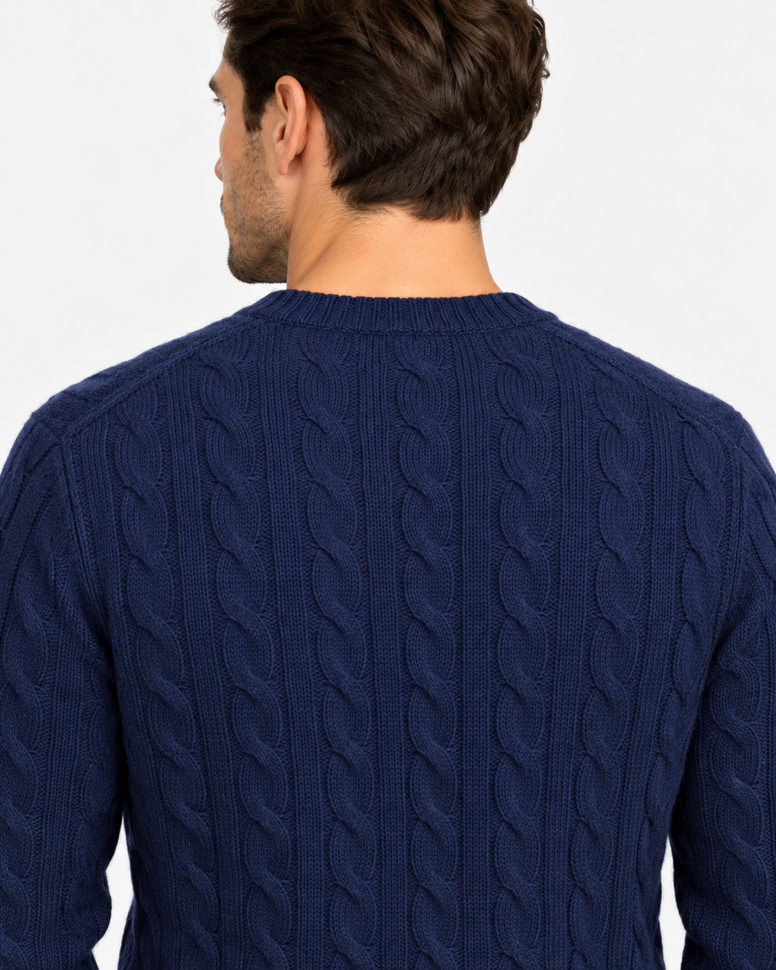 Polo Ralph Lauren Maglia Uomo Navy in Lana e Cashmere a Trecce
