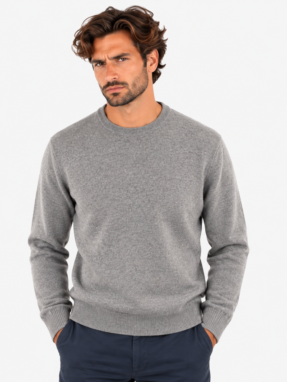 Gran Sasso Girocollo uomo in cashmere grigio
