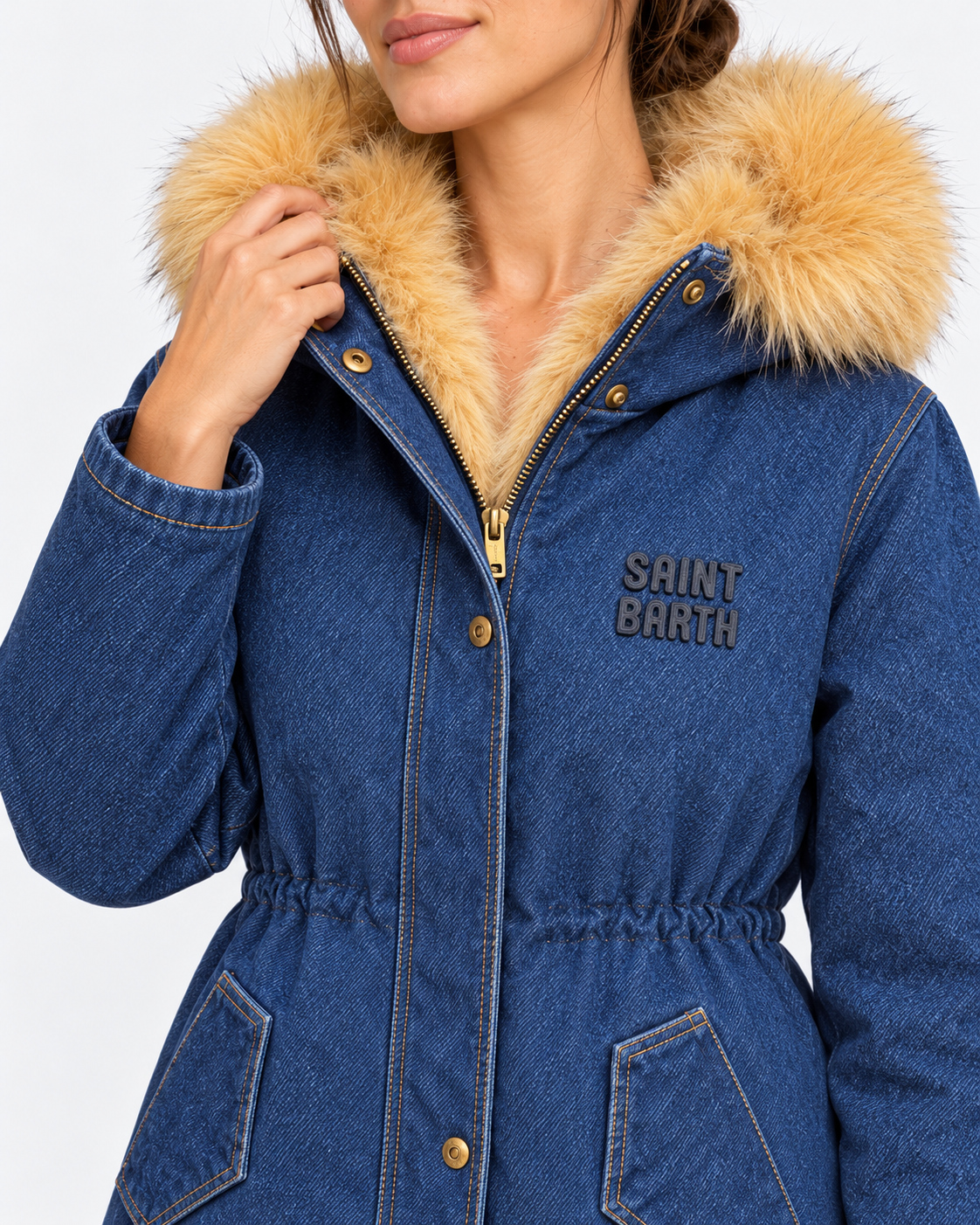 MC2 Saint Barth Parka Donna Brenna in Denim Blu