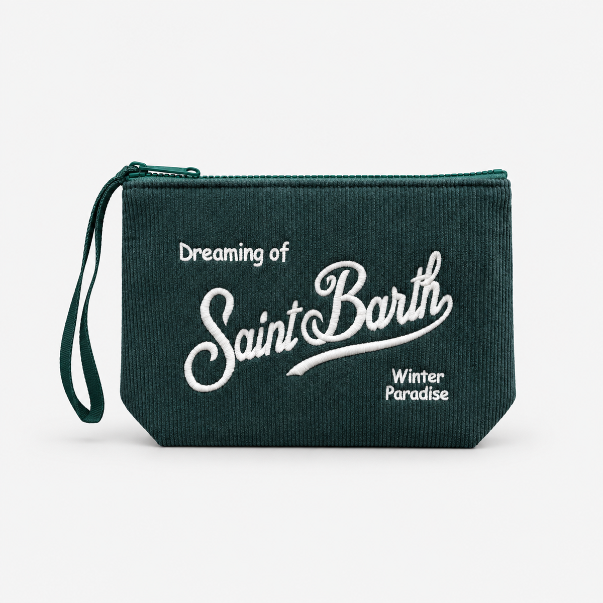 MC2 Saint Barth Pochette Donna Aline in Velluto a Coste Verde Scuro