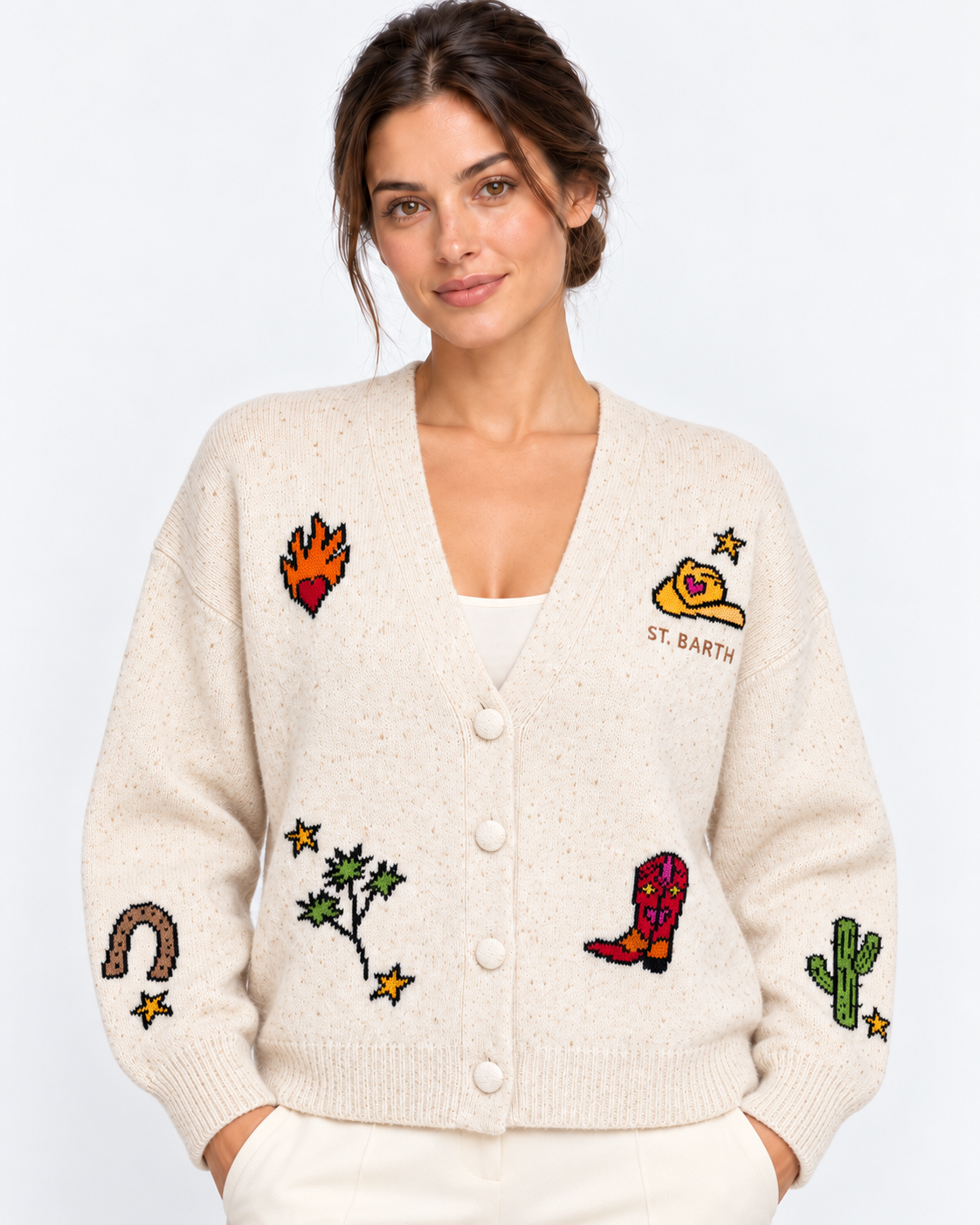 MC2 Saint Barth Cardigan Donna Sasi Donegal Cowgirl Panna