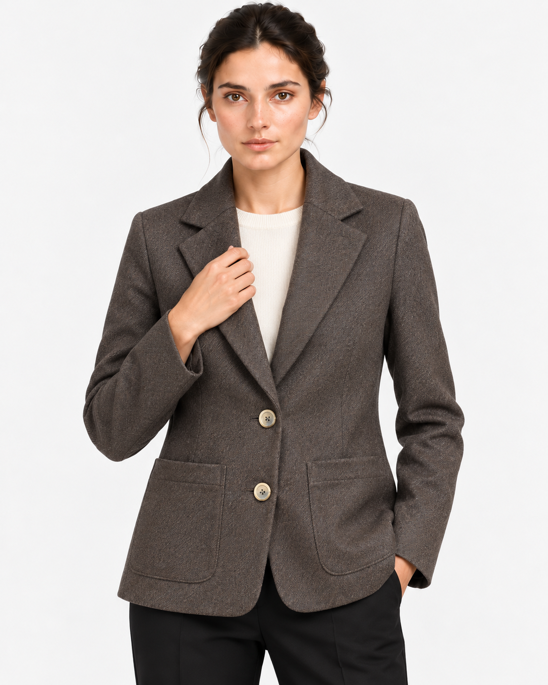Gran Sasso Giacca Donna Testa di Moro in Lana Vergine e Cashmere