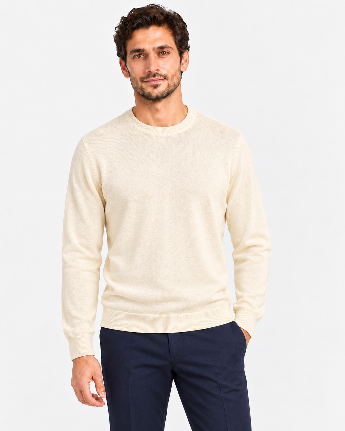 Gran sasso maglia girocollo extrafine merinos panna