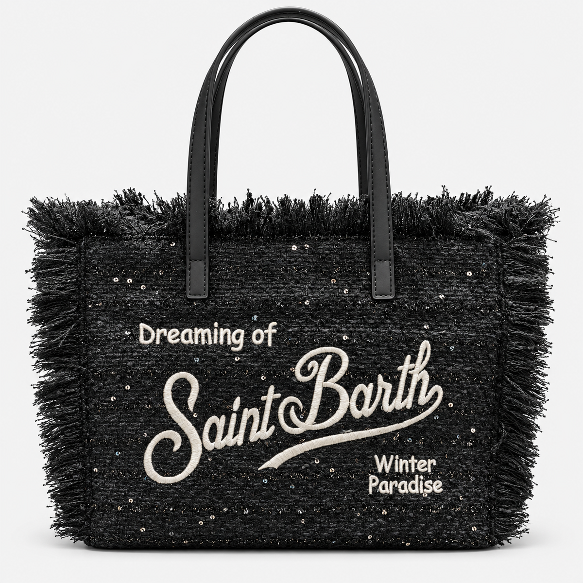 MC2 Saint Barth Borsa Donna Colette Tweed Nera con Mini Paillettes