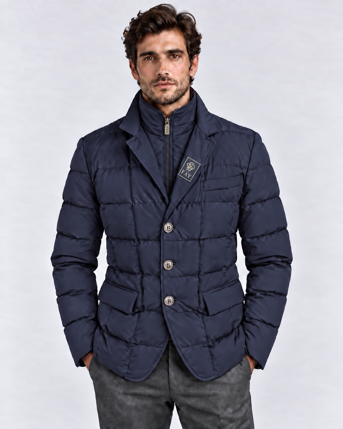 Fay Piumino corto uomo Double Front blu