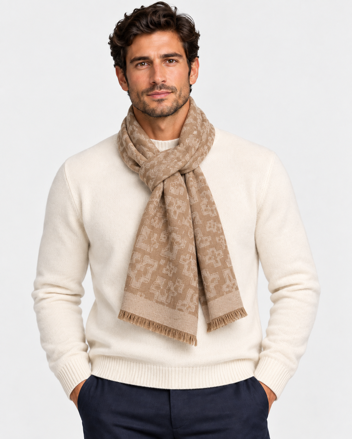 Tagliatore Sciarpa uomo in lana taupe