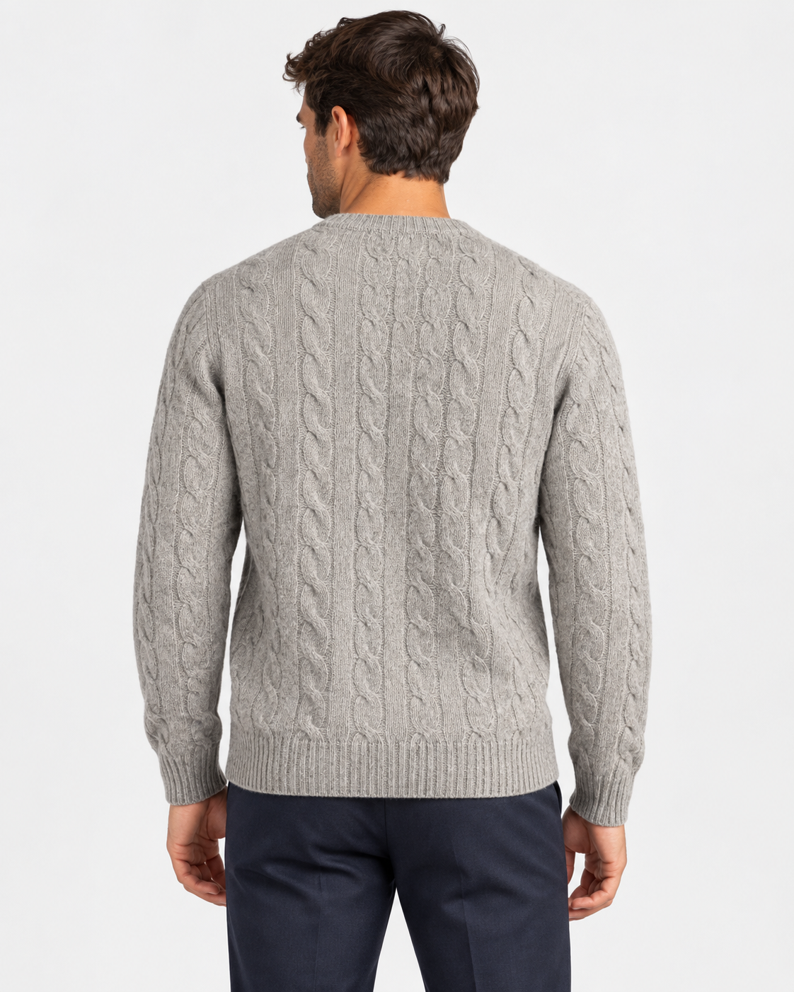 Polo Ralph Lauren Maglia Uomo Grigia in Lana e Cashmere a Trecce