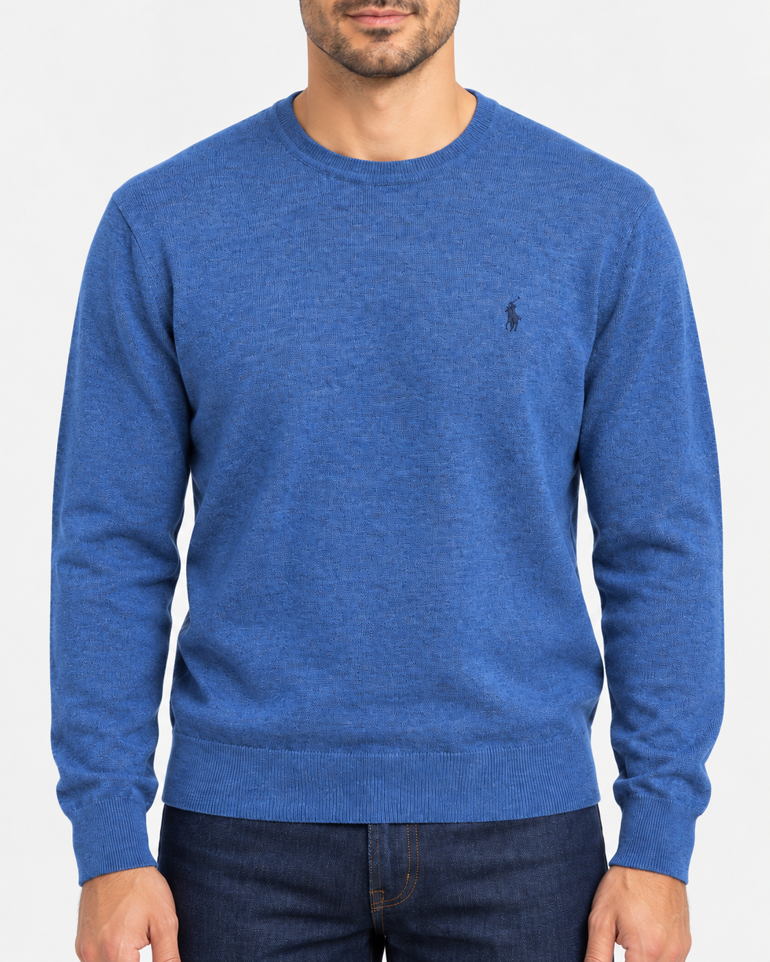 Polo Ralph Lauren maglione uomo girocollo in lana slim-fit Navy Heather