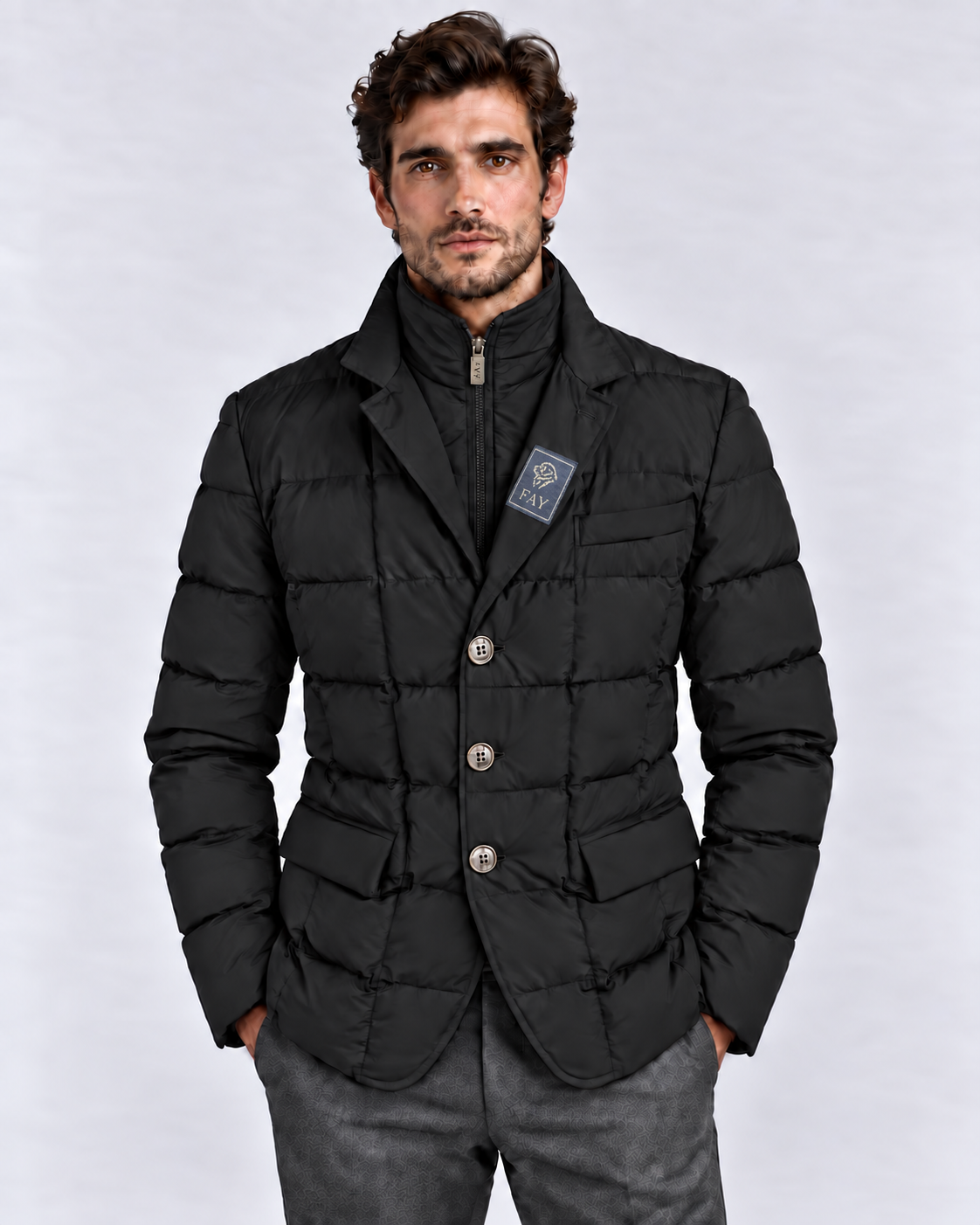 Fay Piumino corto uomo Double Front nero