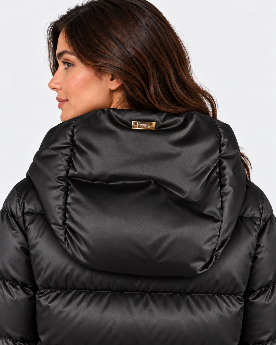 Herno Piumino donna A-shape in satin nero