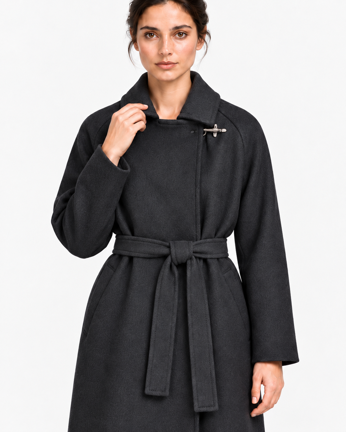 Fay Cappotto Donna a Vestaglia Nero in Lana e Cashmere