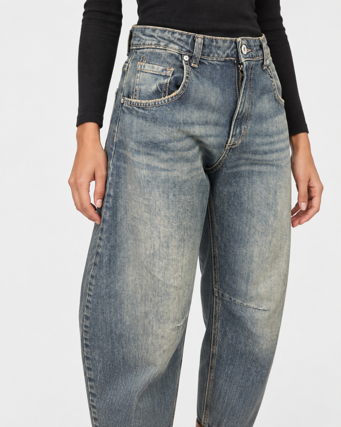 Dixie jeans barrel donna blu slavato a vita alta