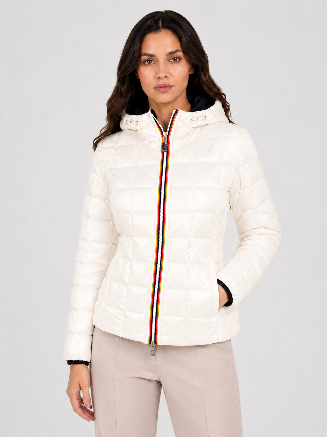 K-way giubbotto donna lily stretch thermo double black pure-white natural
