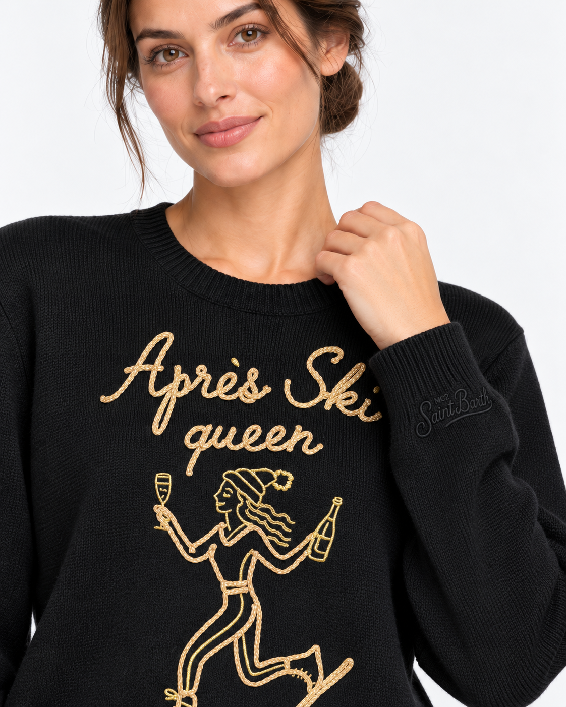 MC2 Saint Barth Maglia Donna New Queen Après Ski Queen Nera