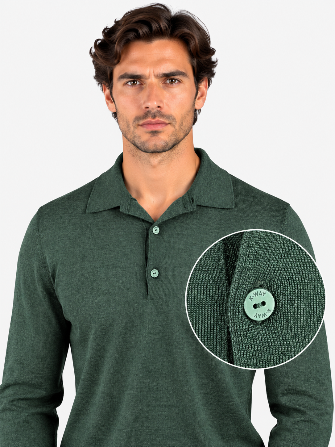 K-Way Polo Rey Wool Silk Cashmere verde Green Dk Jungle