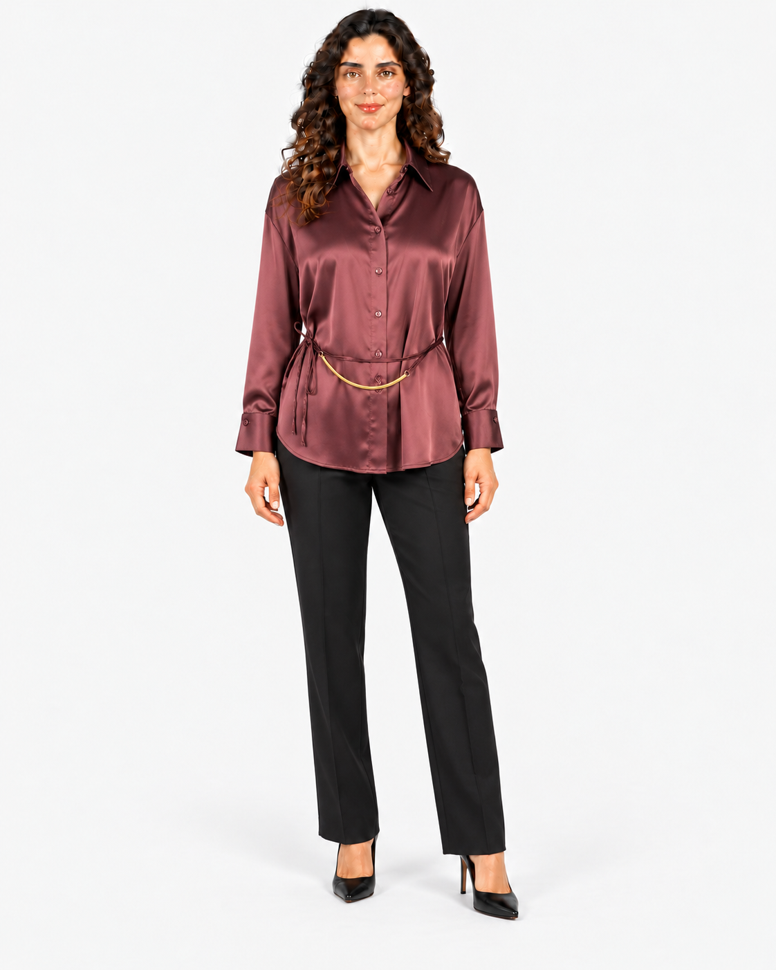 Imperial Camicia Donna Plum noir in Raso