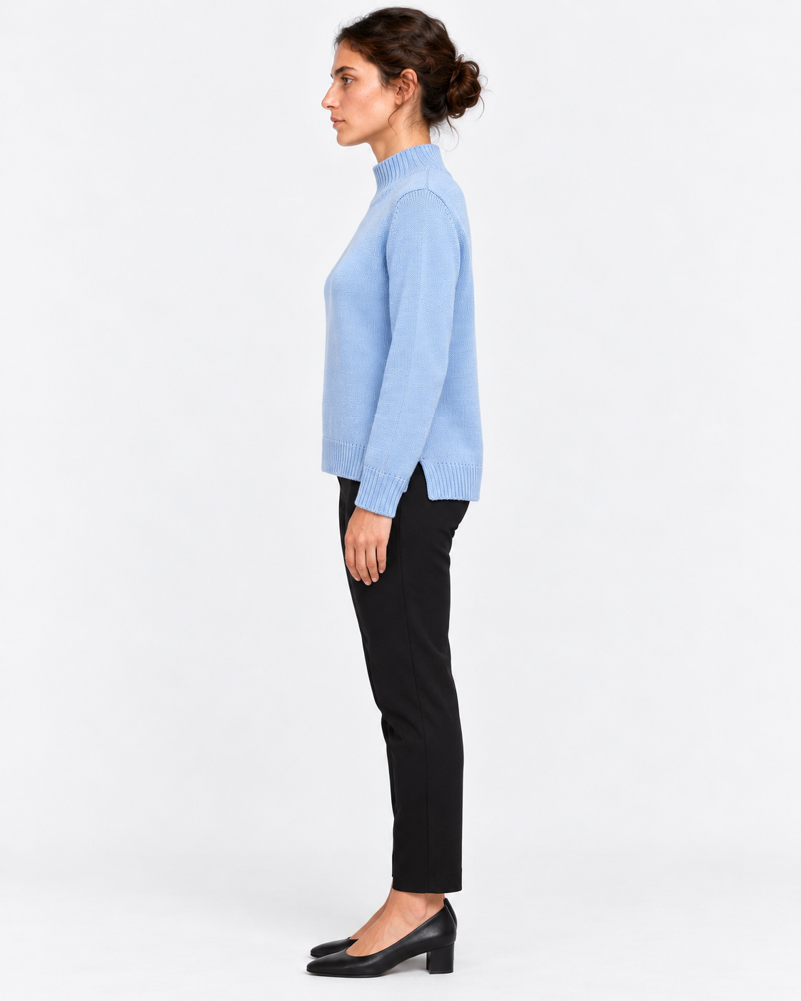 Gran Sasso Maglia Lupetto Donna Celeste in Lana Vergine