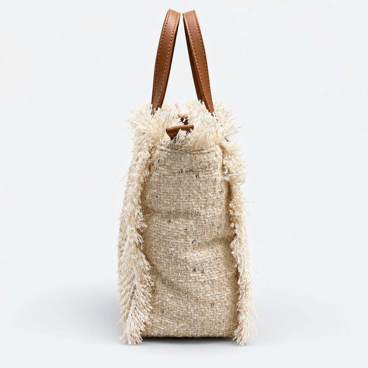 MC2 Saint Barth Borsa Donna Colette Tweed Panna con Mini Paillettes
