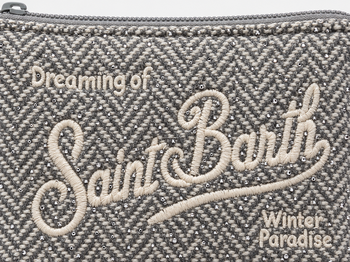 MC2 Saint Barth Pochette Donna Aline Spigata Grigia con Strass