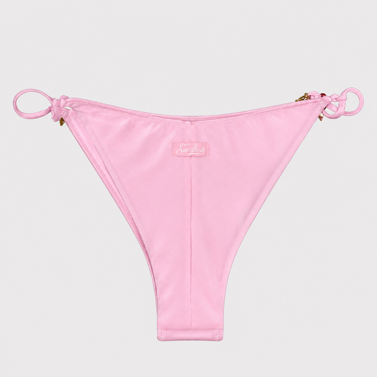 Bikini Lezzy triangolo in tessuto glossy finish rosa con charms