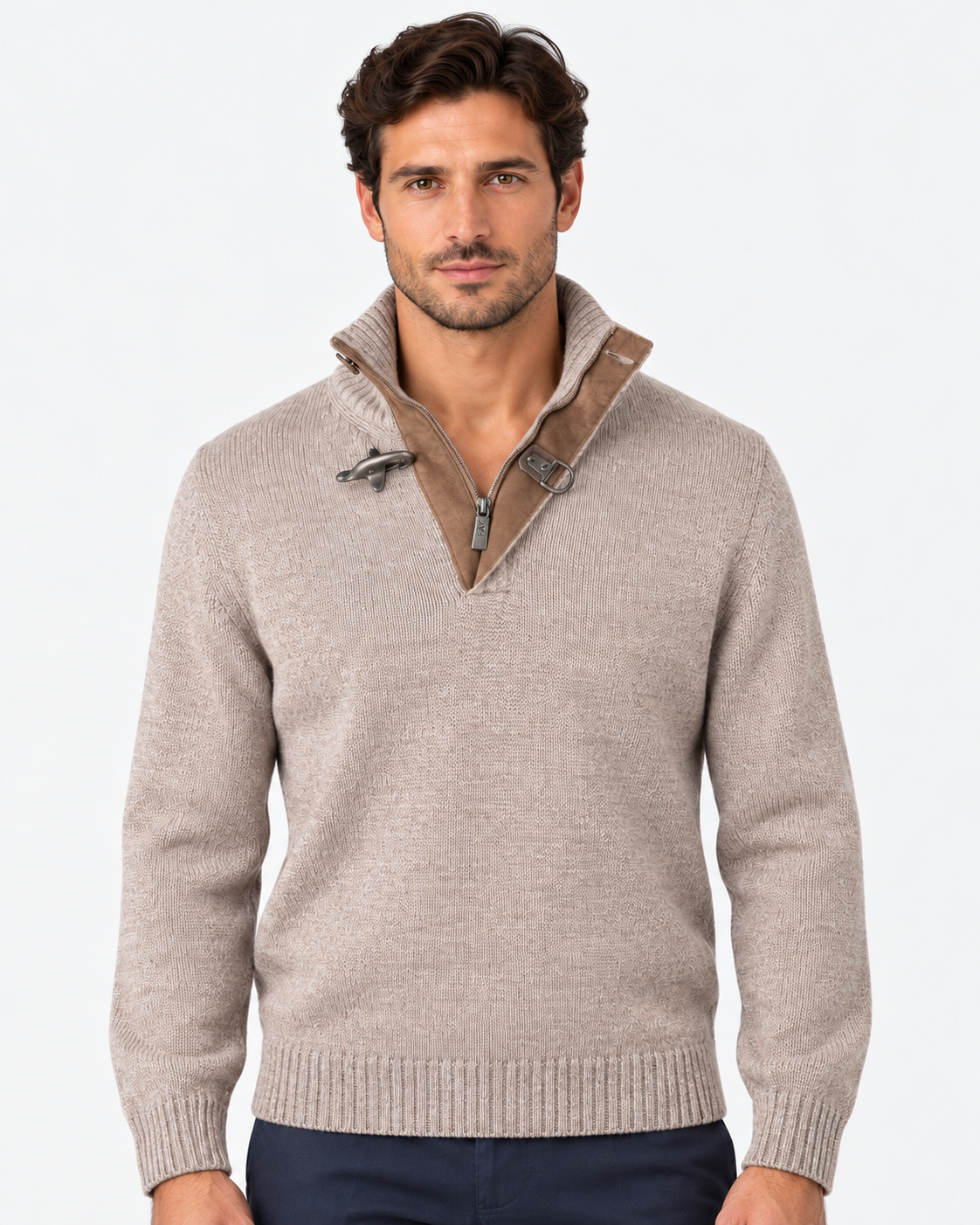 Fay Lupetto Uomo in Lana con Gancio Beige