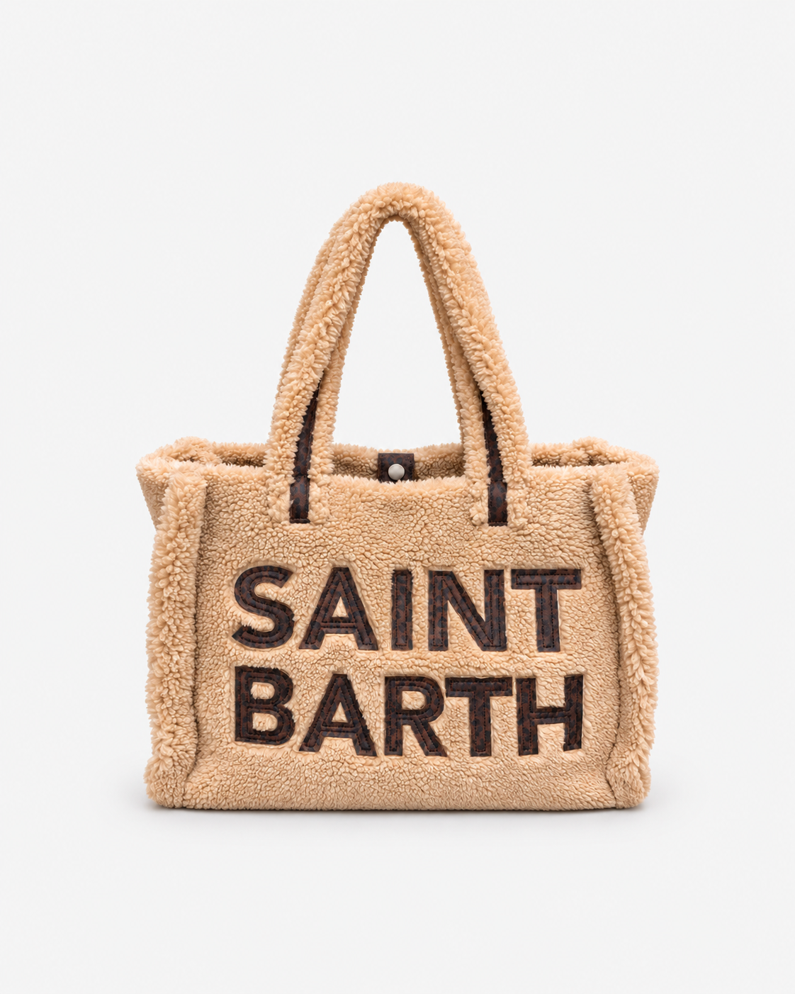 MC2 Saint Barth Borsa Donna Vanity Teddy Beige con Maxi Logo Leopard