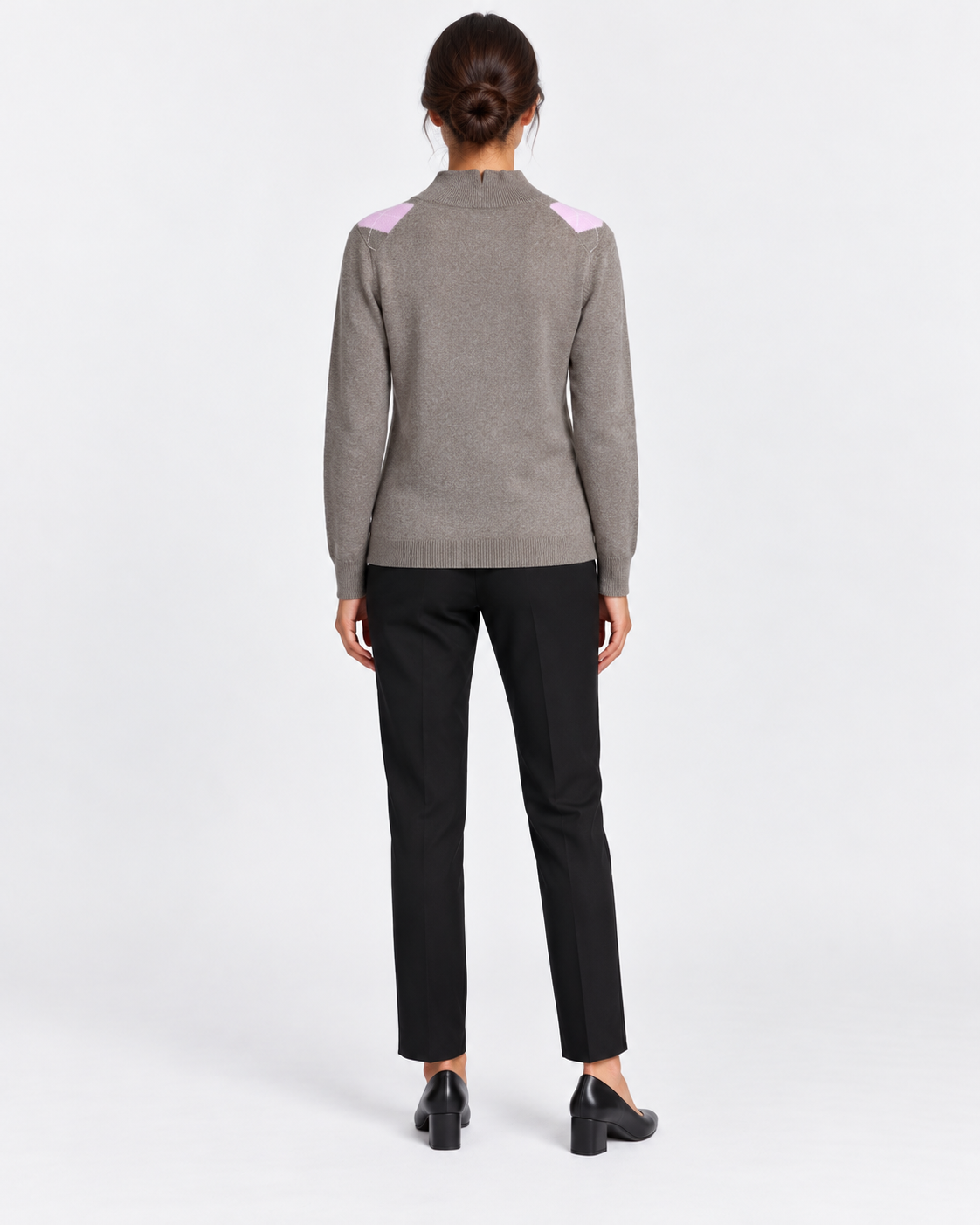 Gran Sasso Maglia Lupetto Donna Tortora a Rombi in Lana e Cashmere