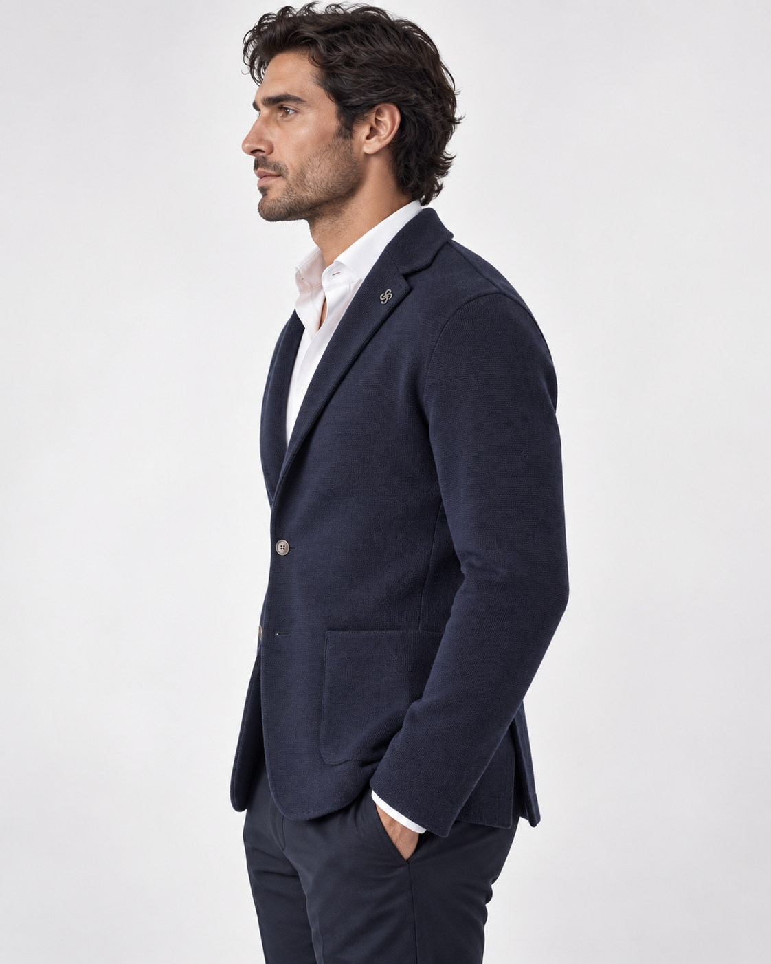 Gran Sasso Giacca uomo in lana blu
