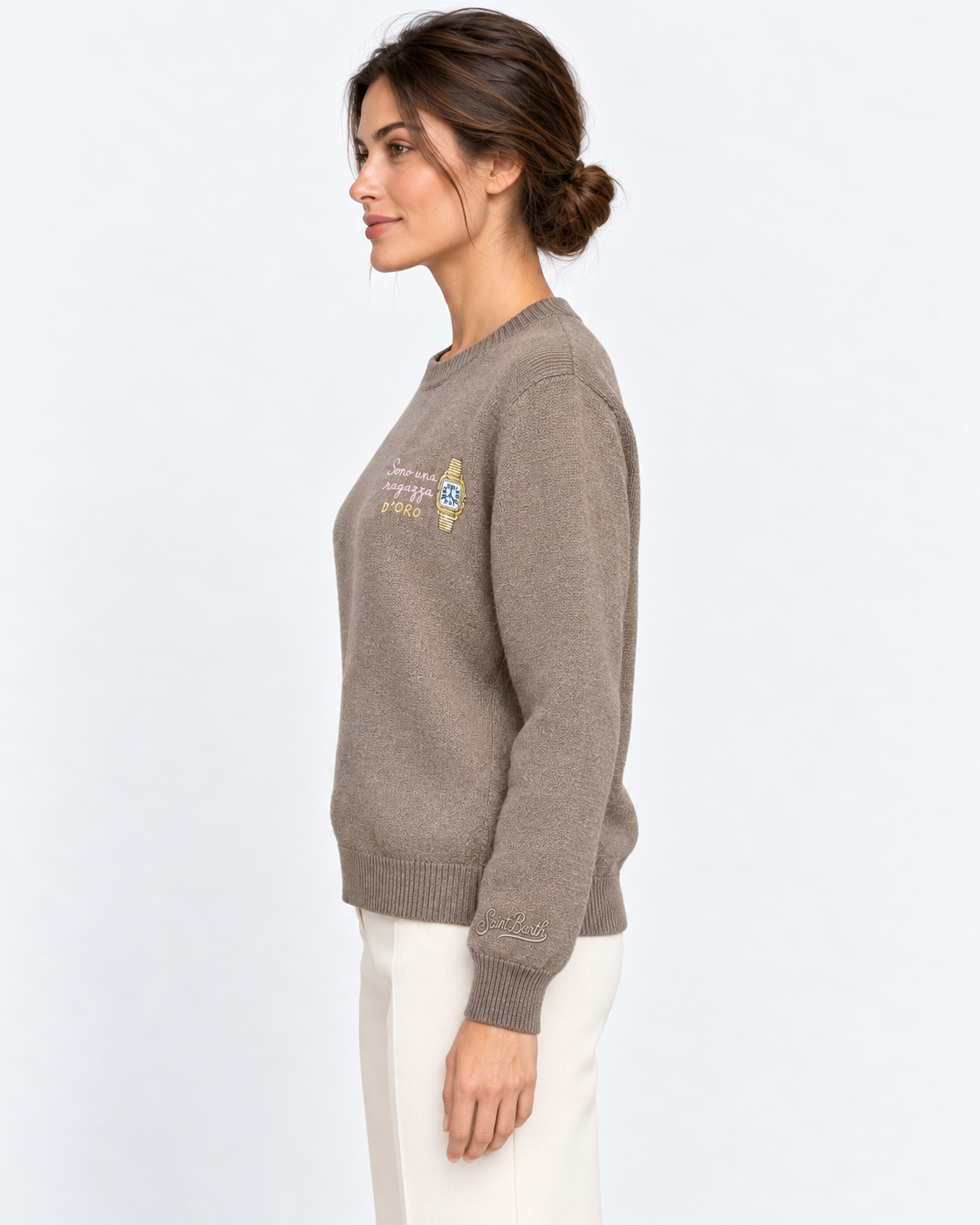 MC2 Saint Barth Maglia Donna New Queen Ragazza d’Oro Tortora
