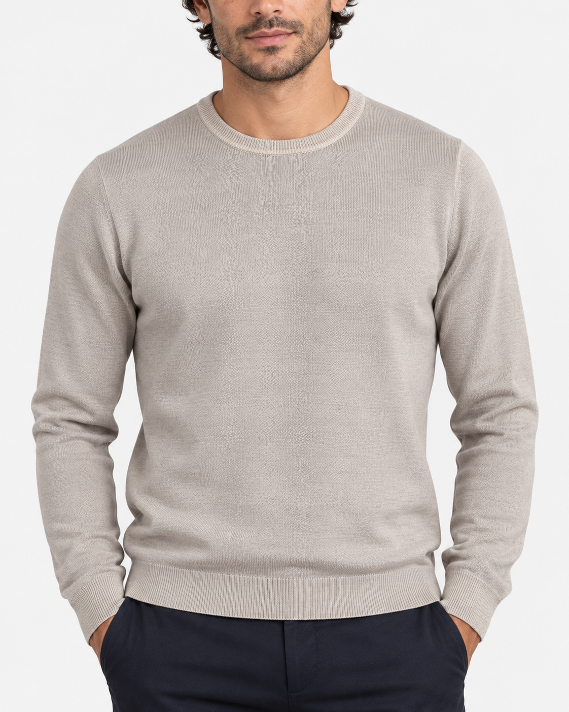 Gran Sasso Maglia Uomo Girocollo in Lana Grigio