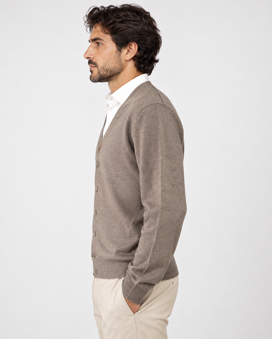 Gran Sasso Cardigan uomo in lana testa di moro