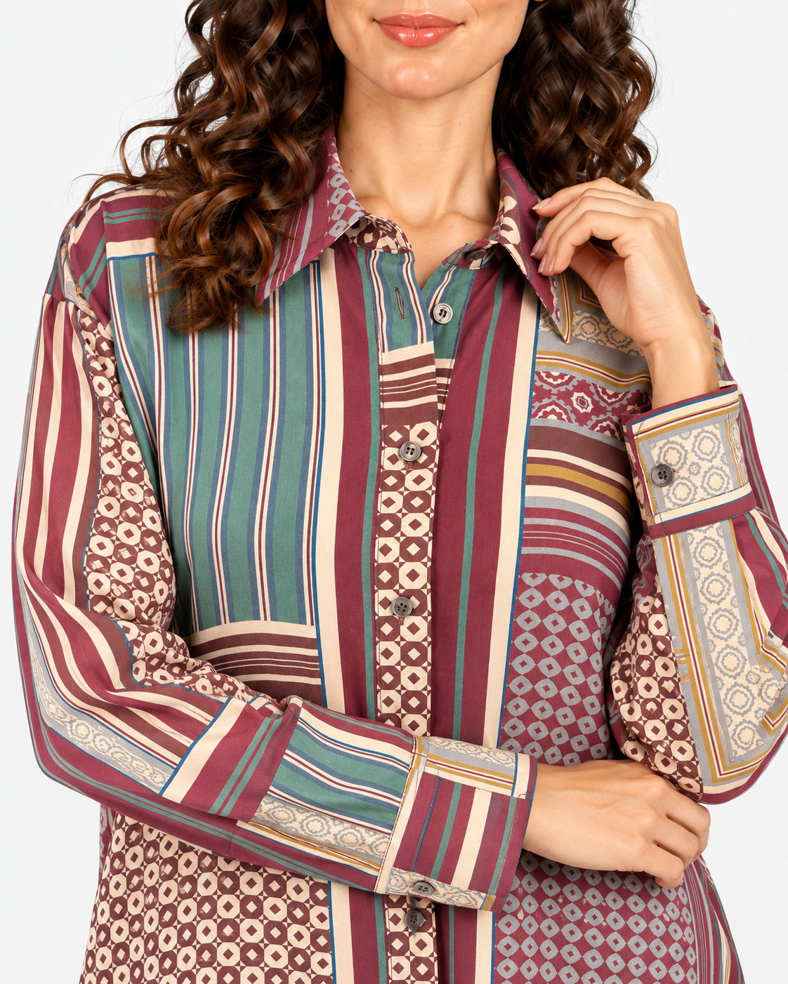 Imperial Camicia Donna Beige Bordeaux Fantasia