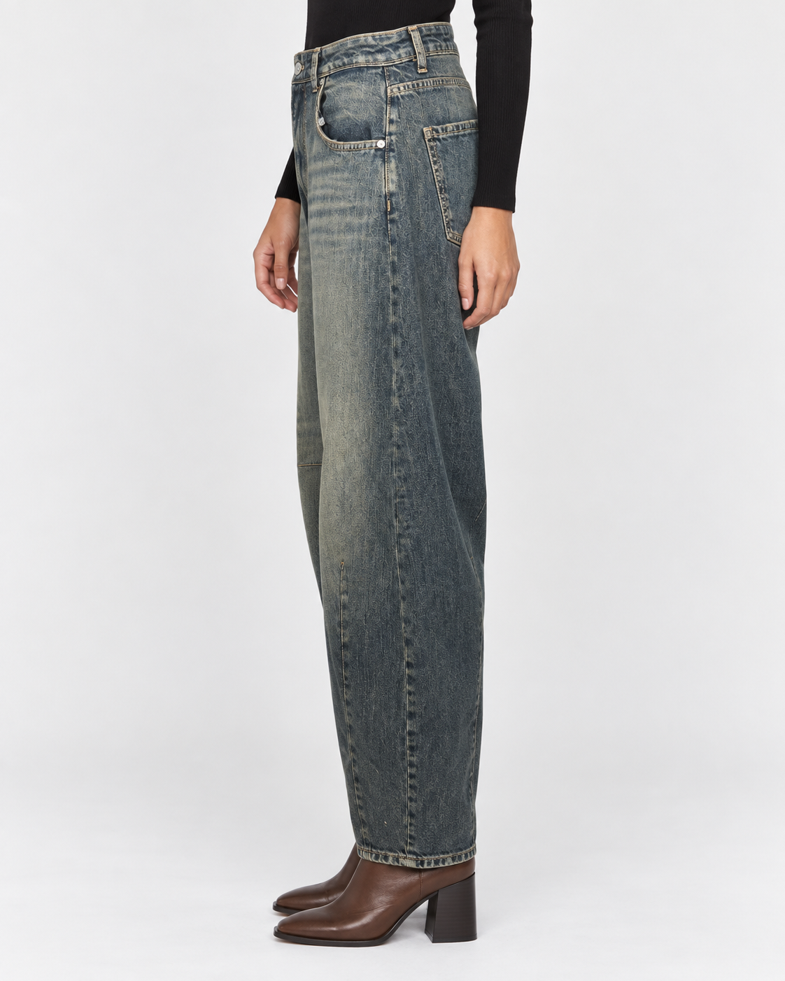 Dixie jeans barrel donna blu slavato a vita alta