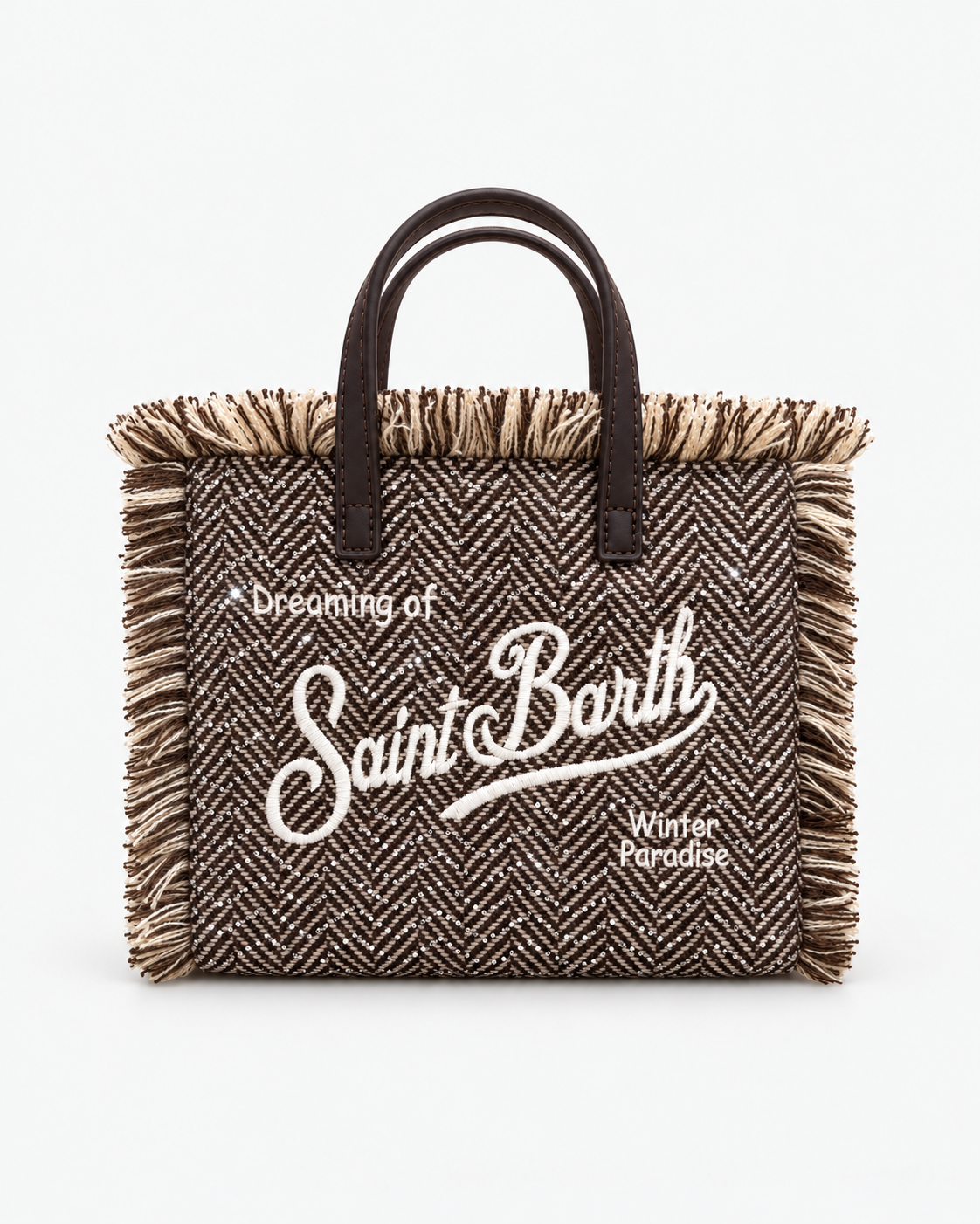 MC2 Saint Barth Borsa Donna Vanity Mini Spigata Marrone con Strass e Tracolla