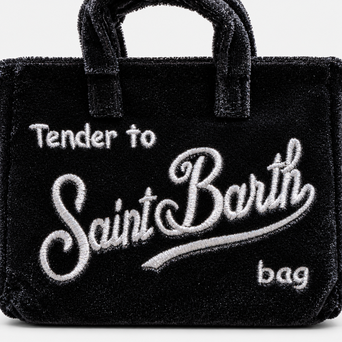 MC2 Saint Barth Phone Bag Donna in Velluto Nero con Tracolla