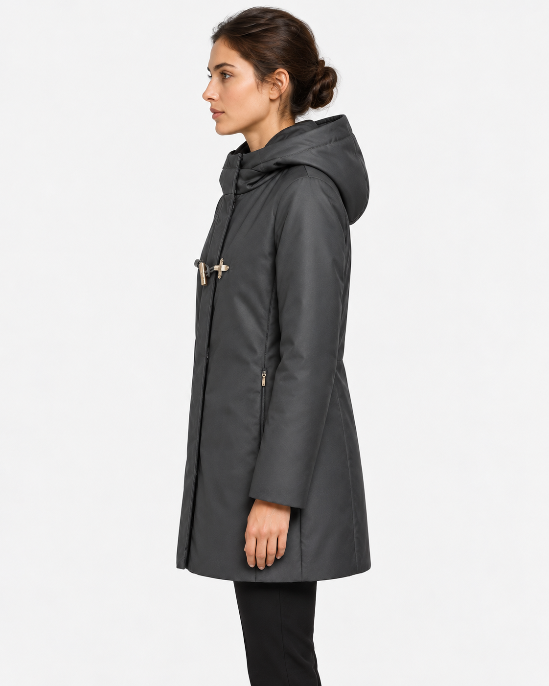 Fay Toggle Coat Donna in Gabardine Tecnico Grigio Antracite