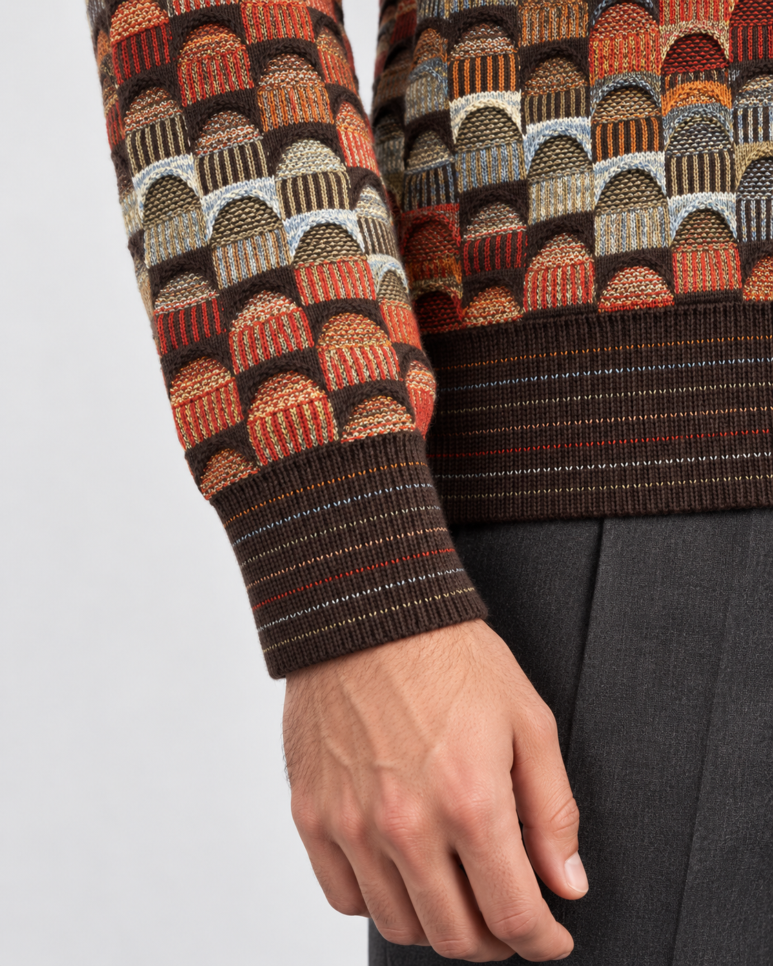 Lorenzoni Maglia girocollo uomo fantasia geometrica multicolore