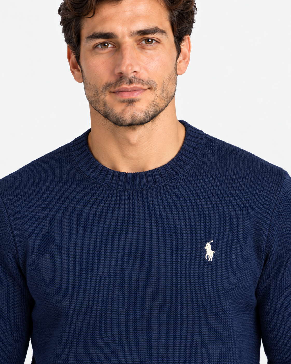 Polo Ralph Lauren Maglione Uomo Girocollo in Cotone Blu