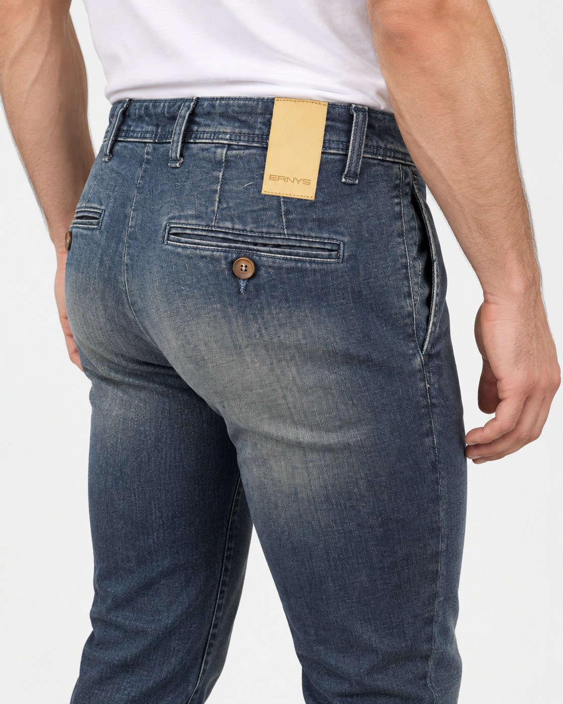 Ernys Jeans uomo blu in cotone stretch con tasca America