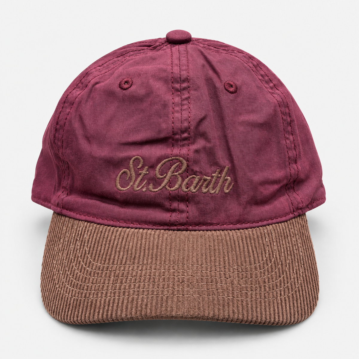 MC2 Saint Barth Cappello Donna Baseball Wax Corduroy Bordeaux e Marrone