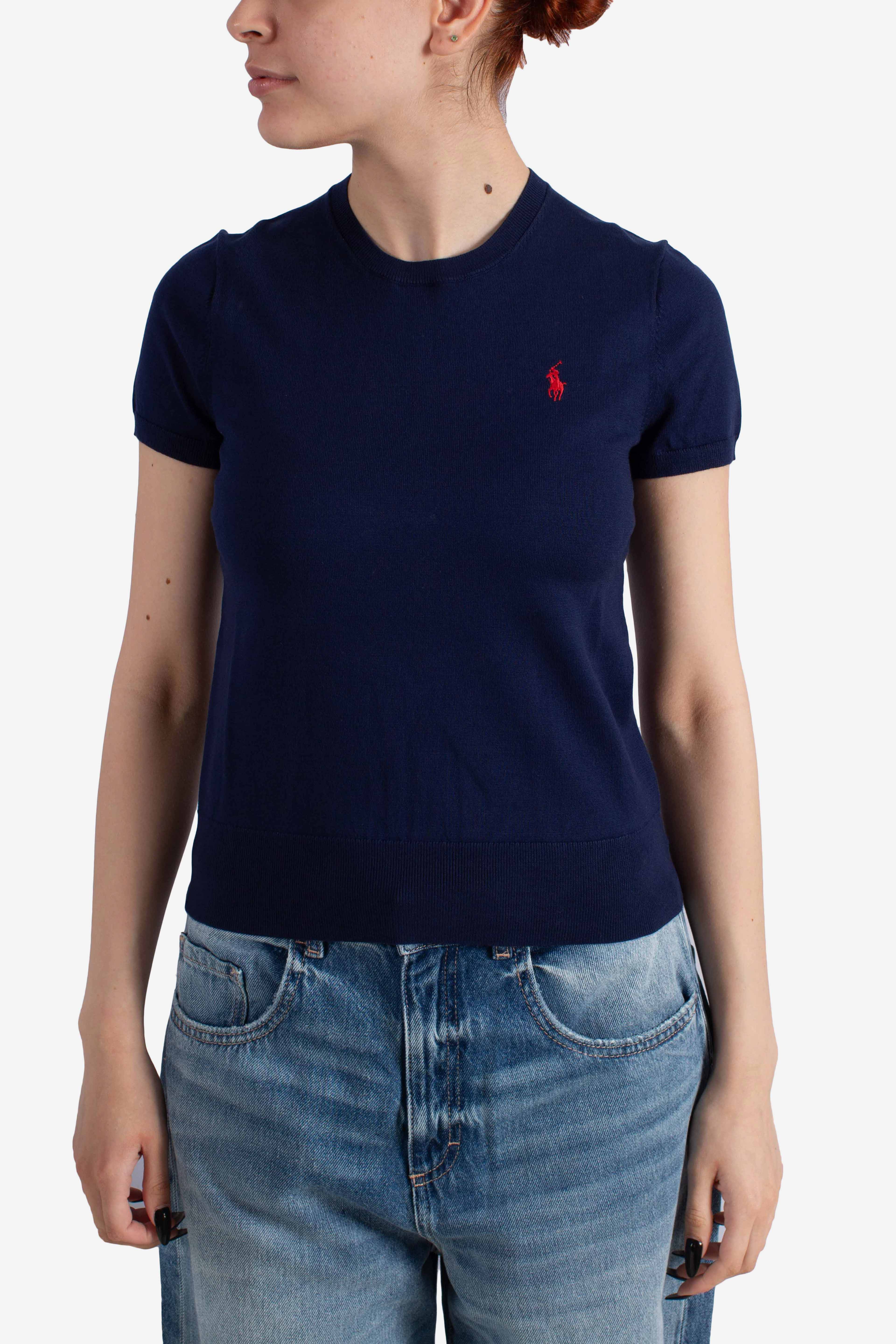 MAGLIA GIROCOLLO A MANICHE CORTE blue