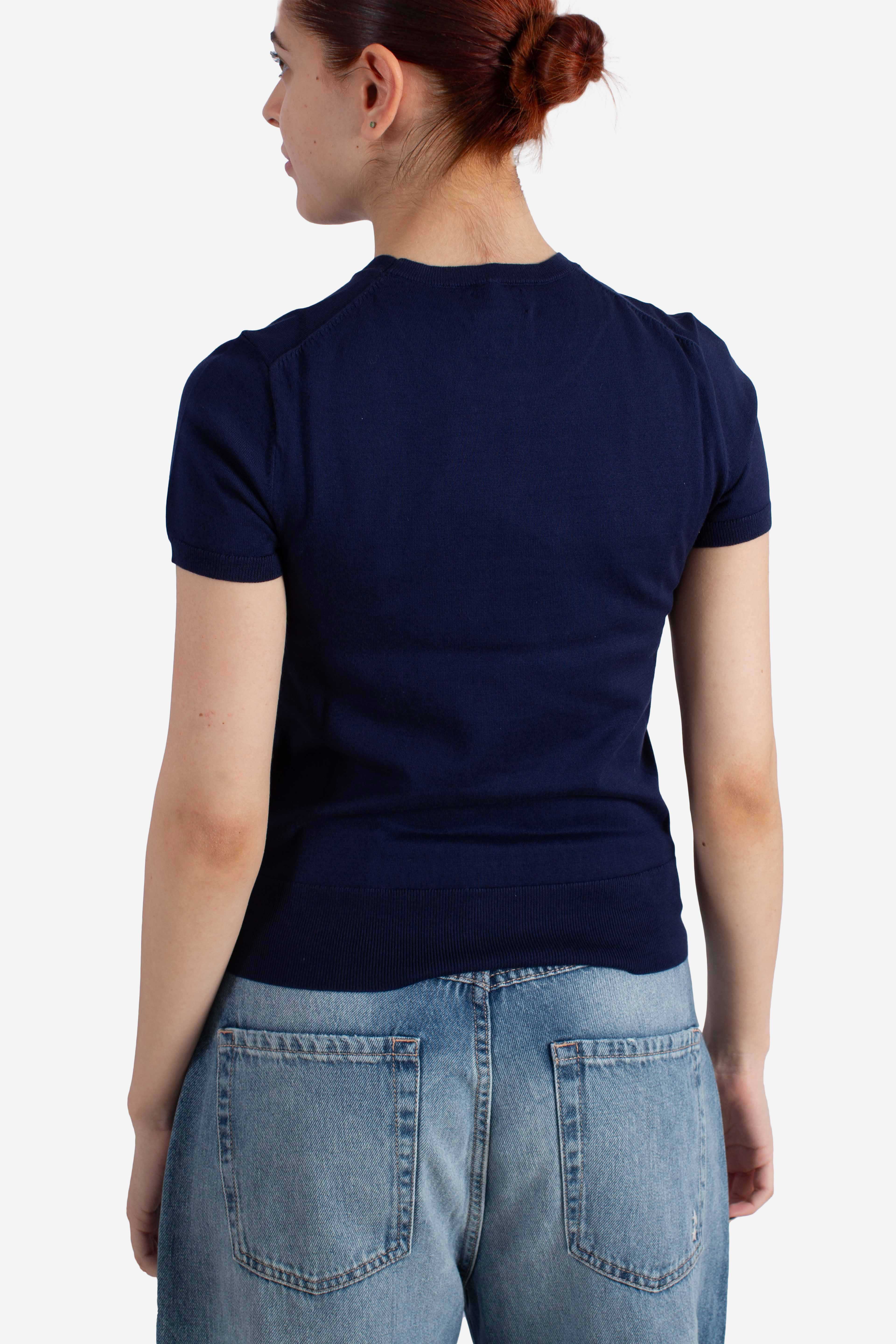 MAGLIA GIROCOLLO A MANICHE CORTE blue