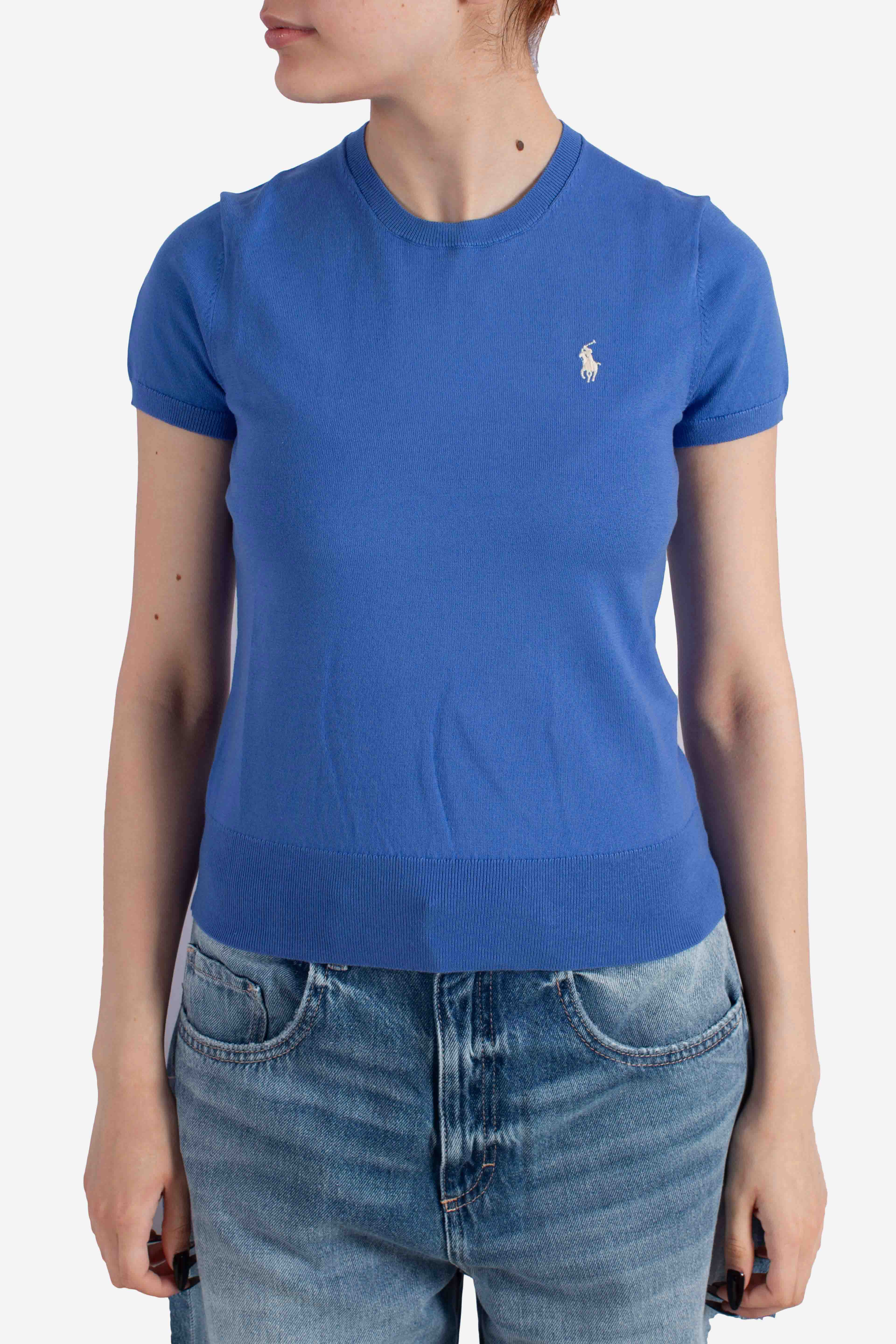 MAGLIA GIROCOLLO A MANICHE CORTE blue