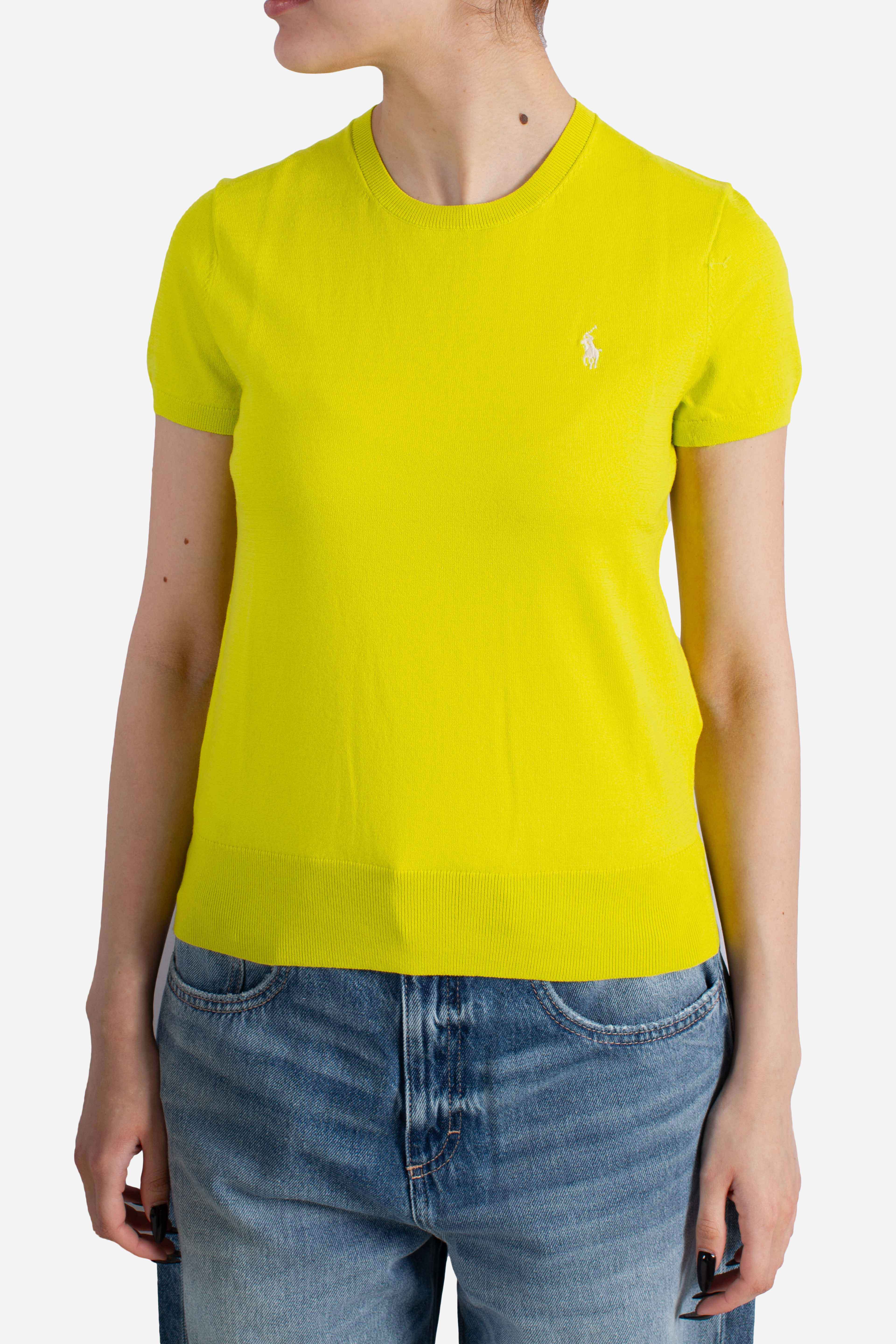 MAGLIA GIROCOLLO A MANICHE CORTE peridot green