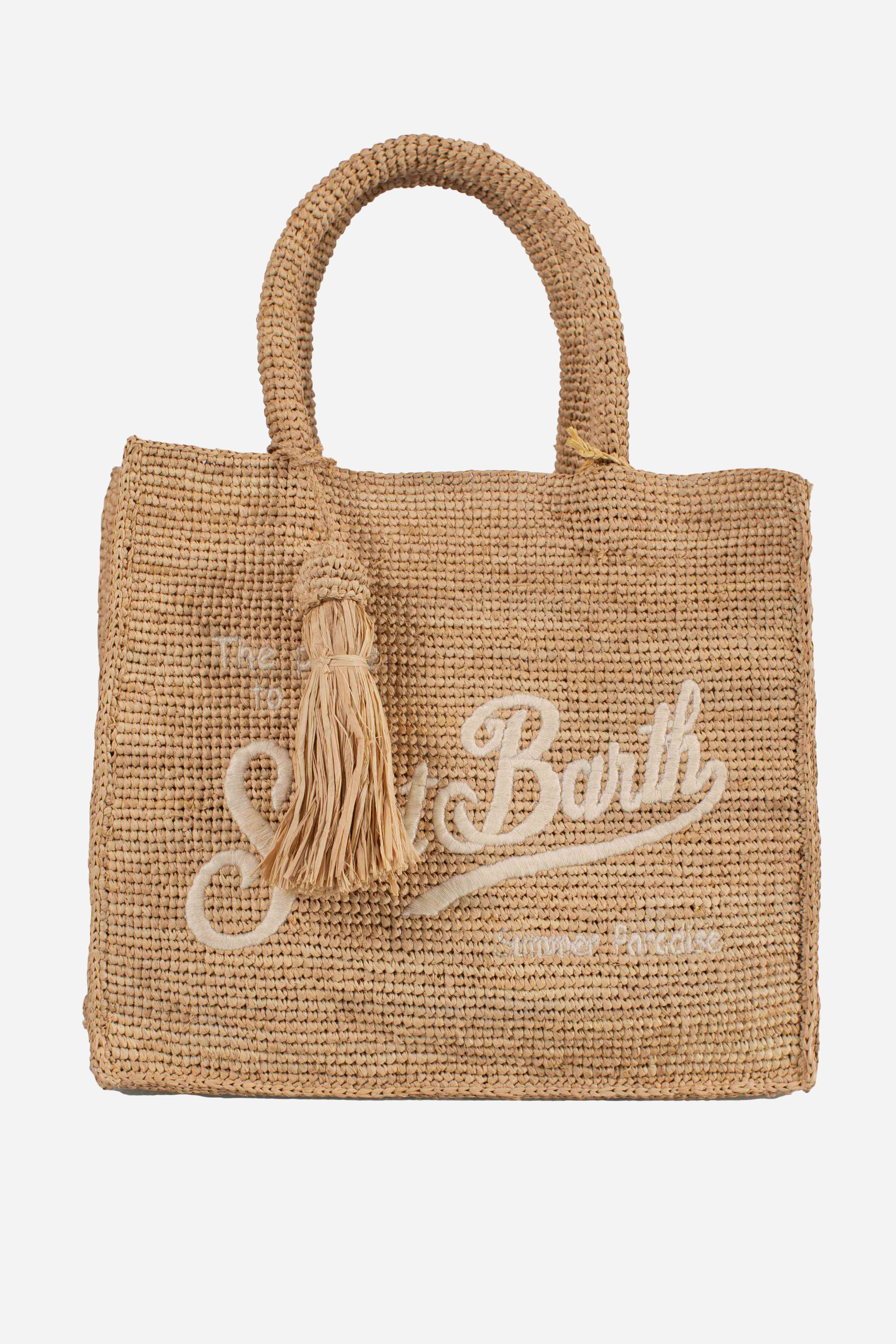 Borsa Colette in rafia con logo ricamato