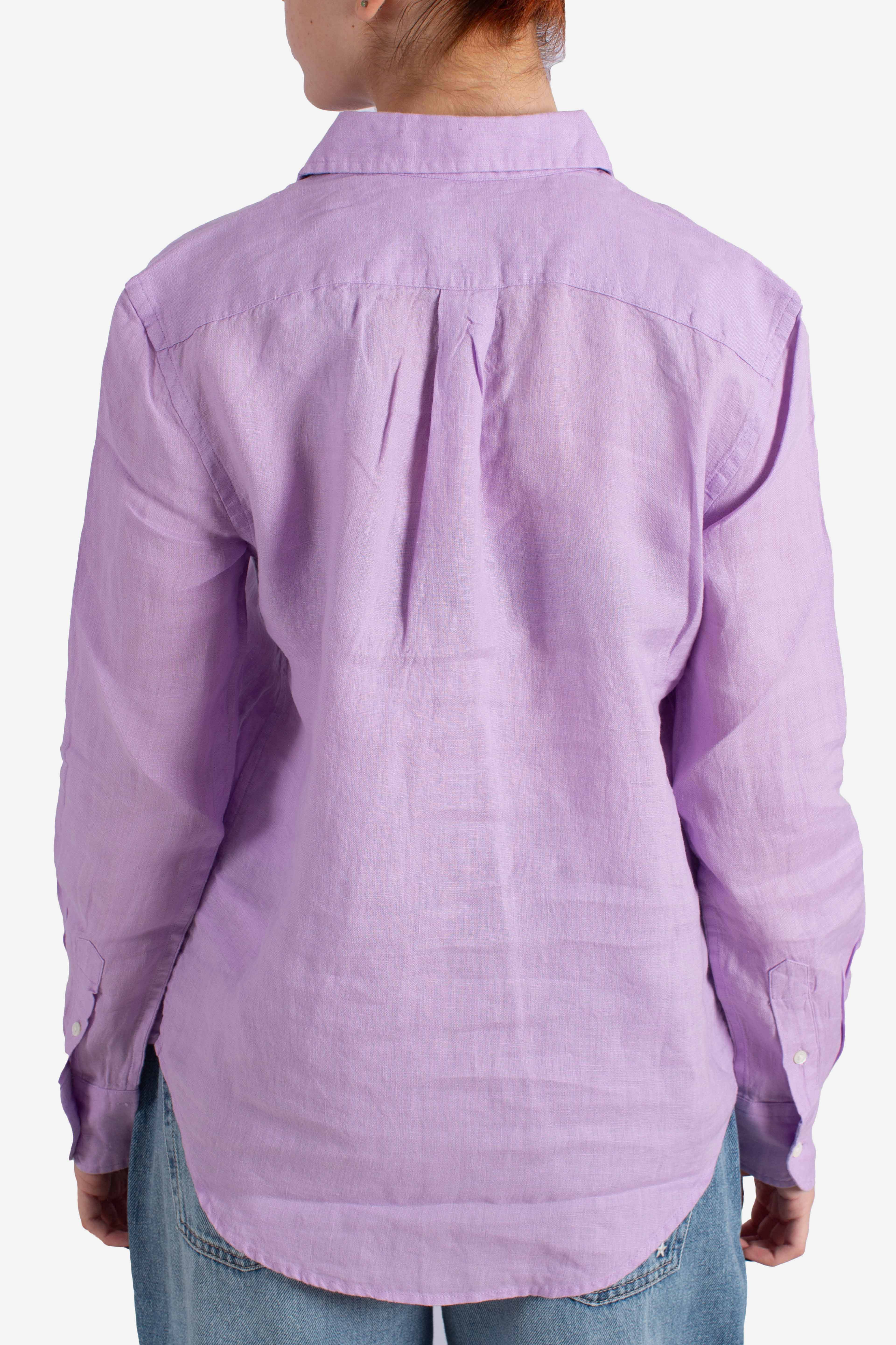 Camicia in lino classic fit purple