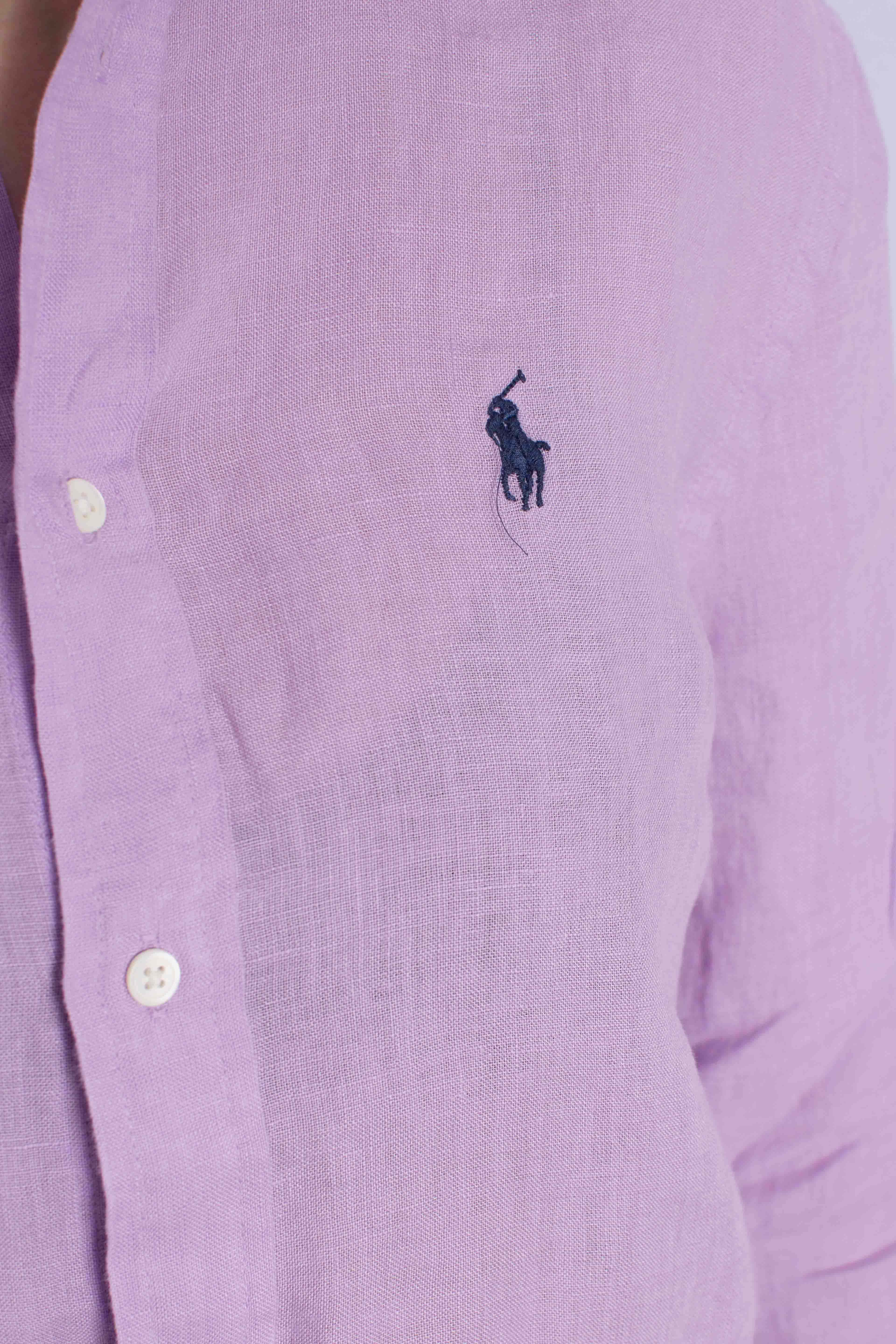 Camicia in lino classic fit purple