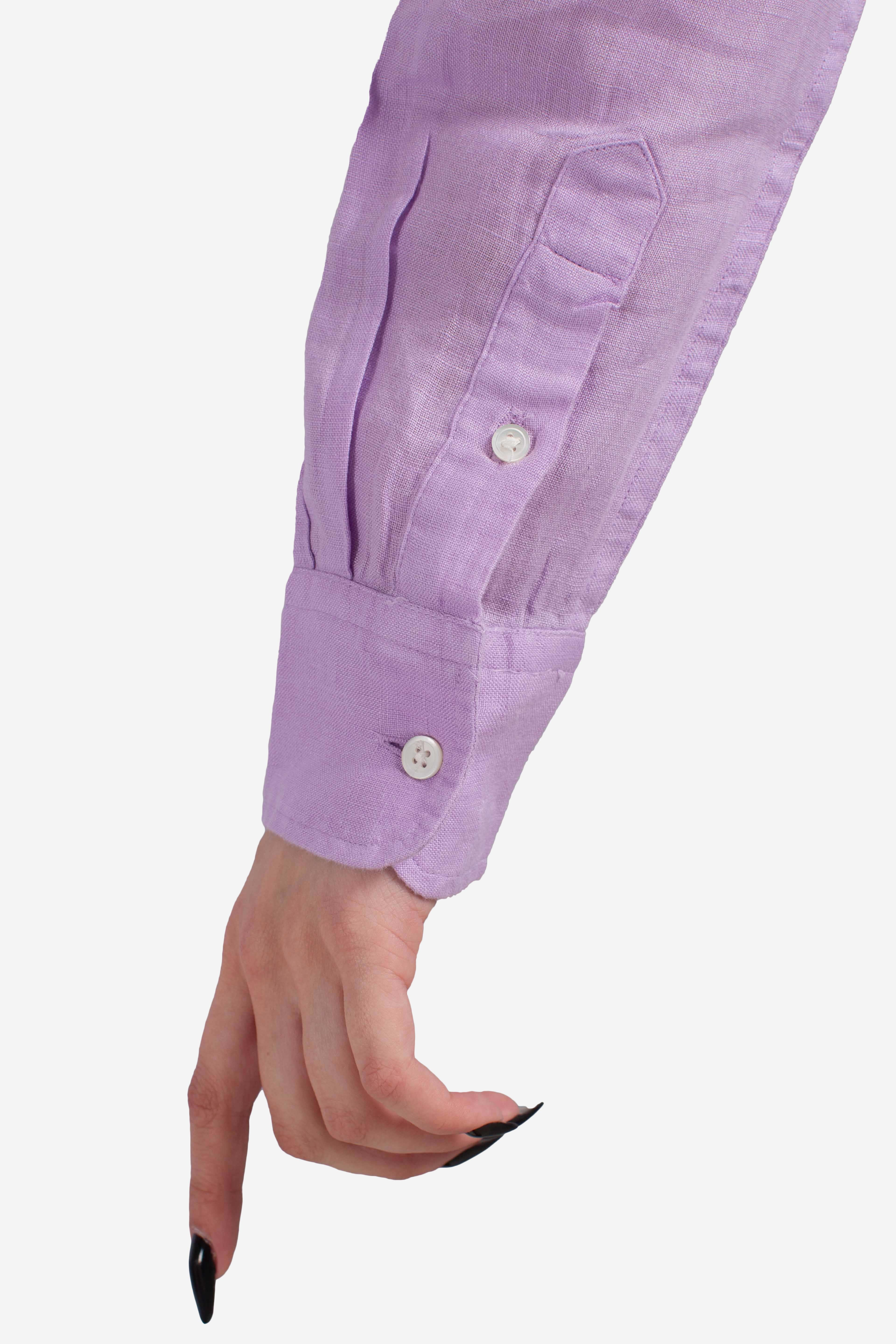 Camicia in lino classic fit purple