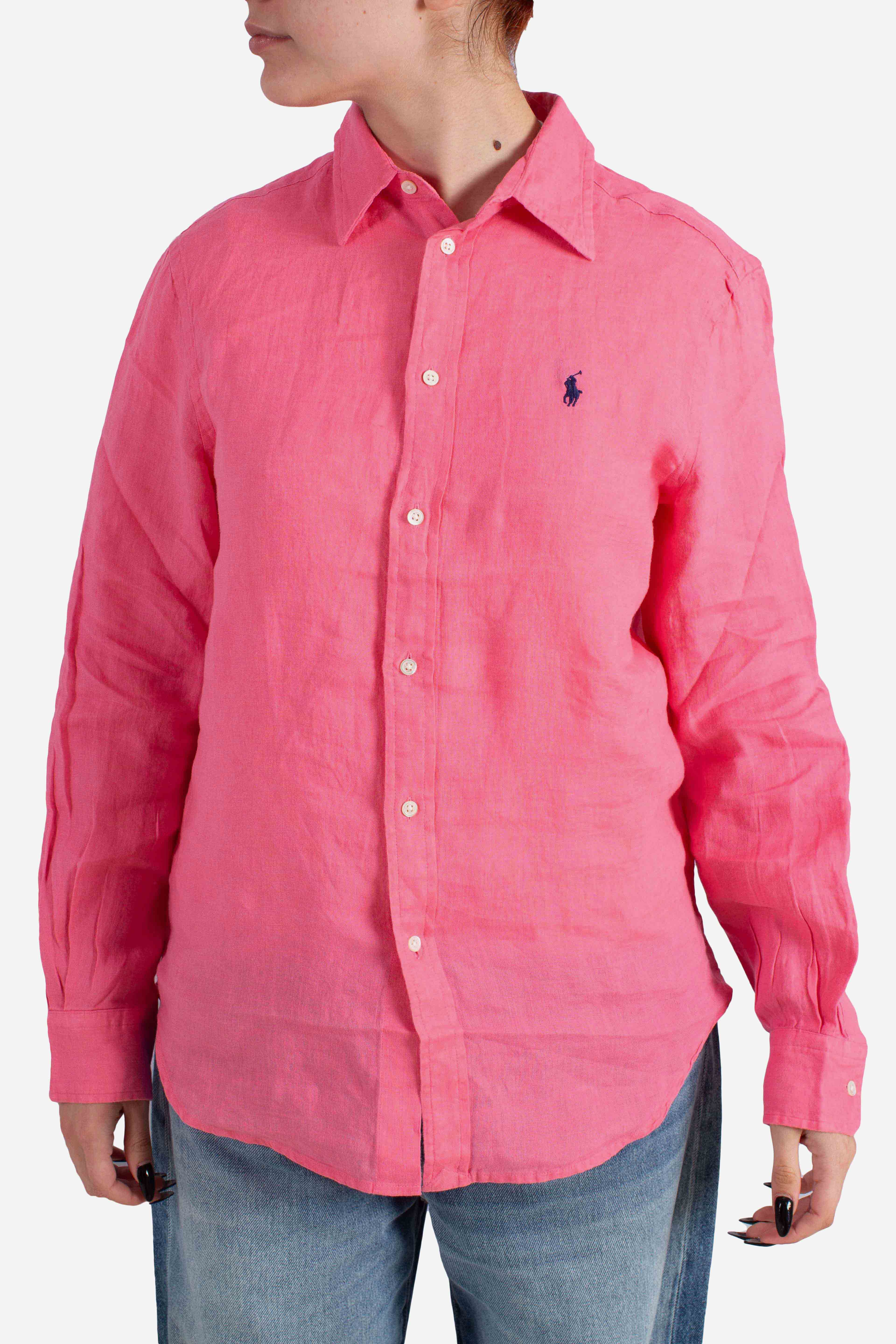 Camicia in lino classic fit pink